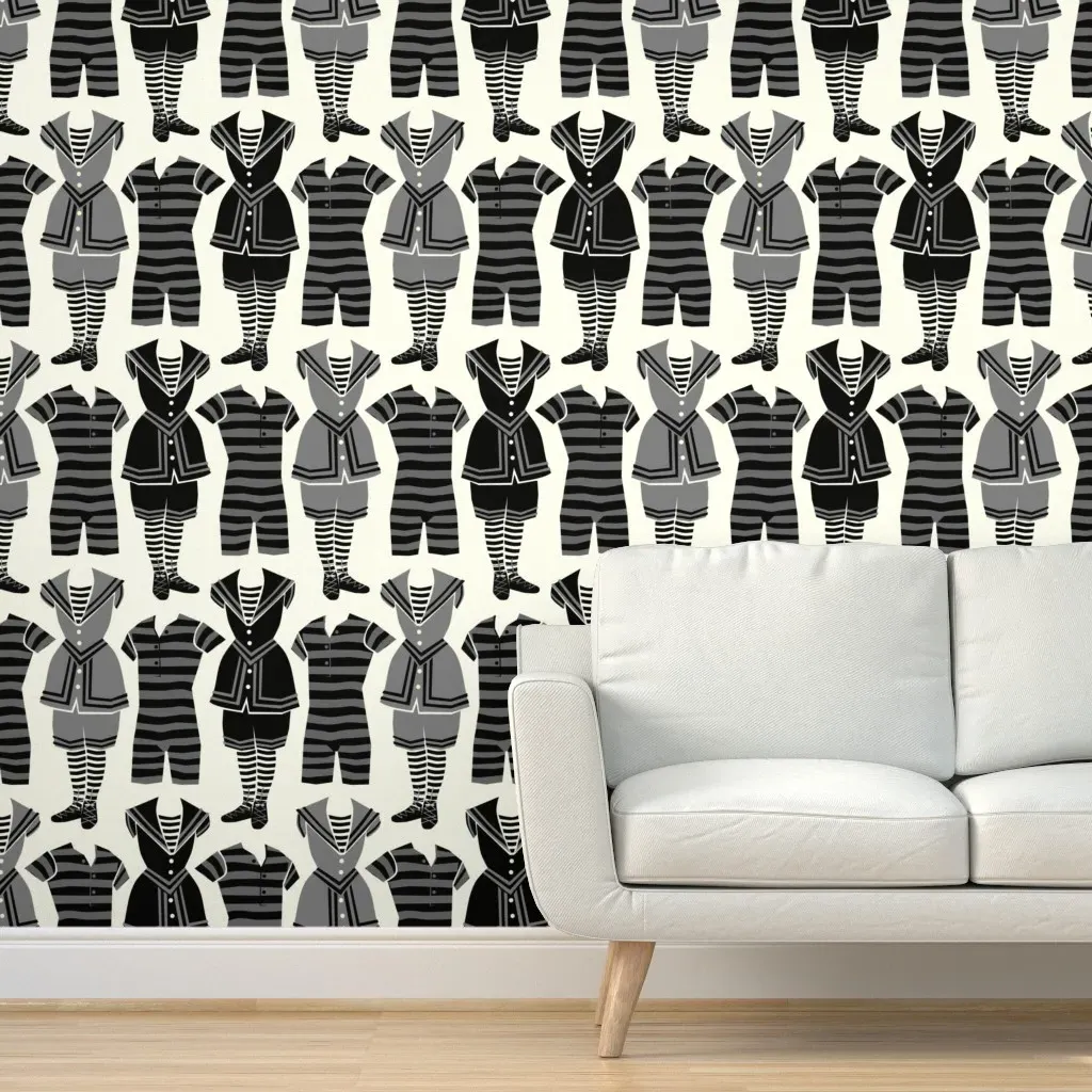 Victorian Swimwear Peel and Stick Wallpaper - Black product