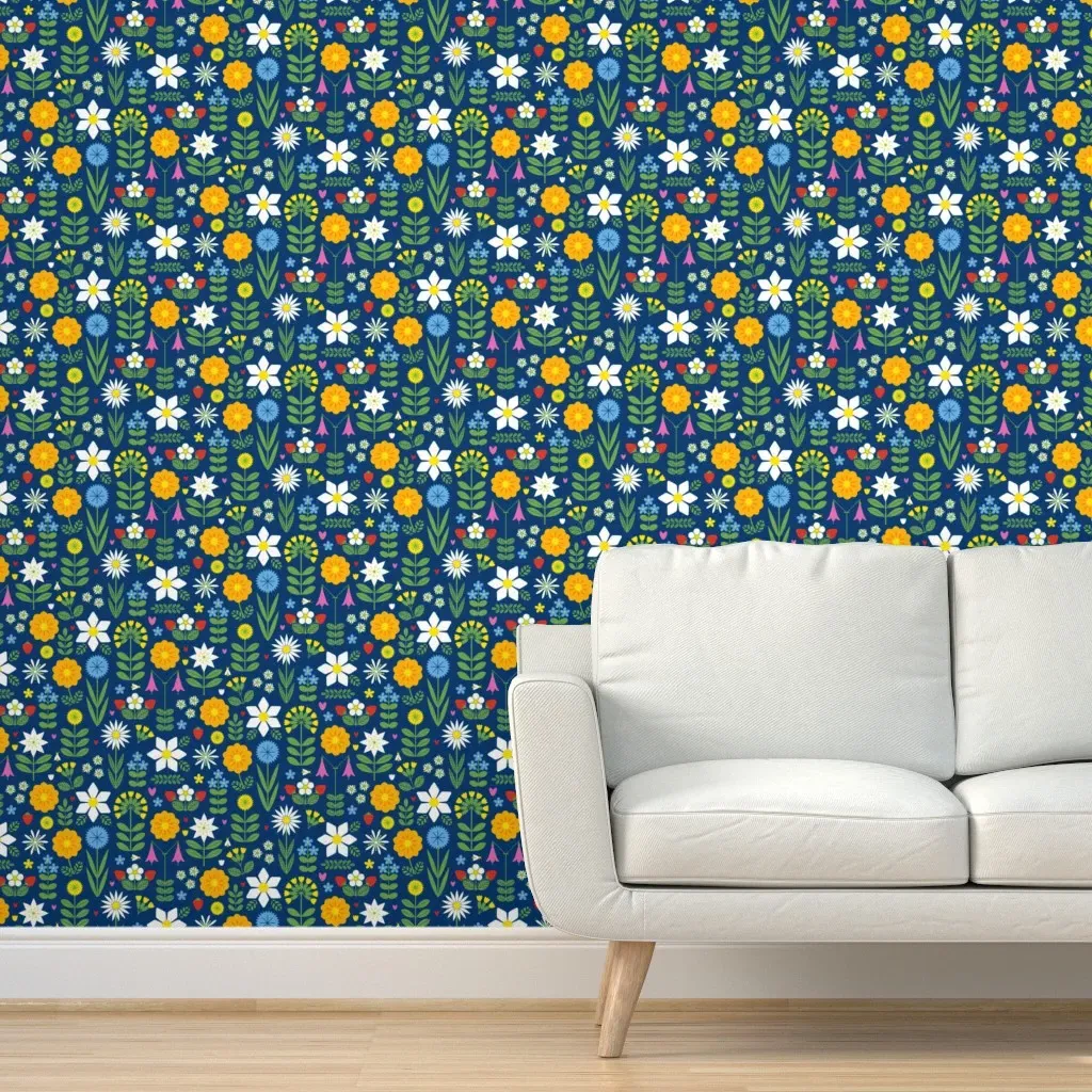 Vilda Blommor Peel and Stick Wallpaper - White product