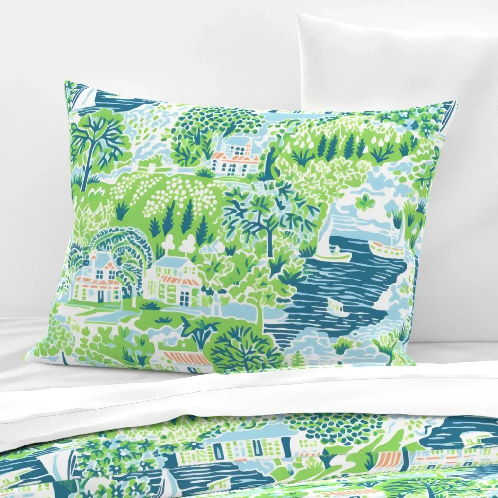 Villa Vibes Only Standard Knife Edge Pillow - Green, Cotton Sateen product