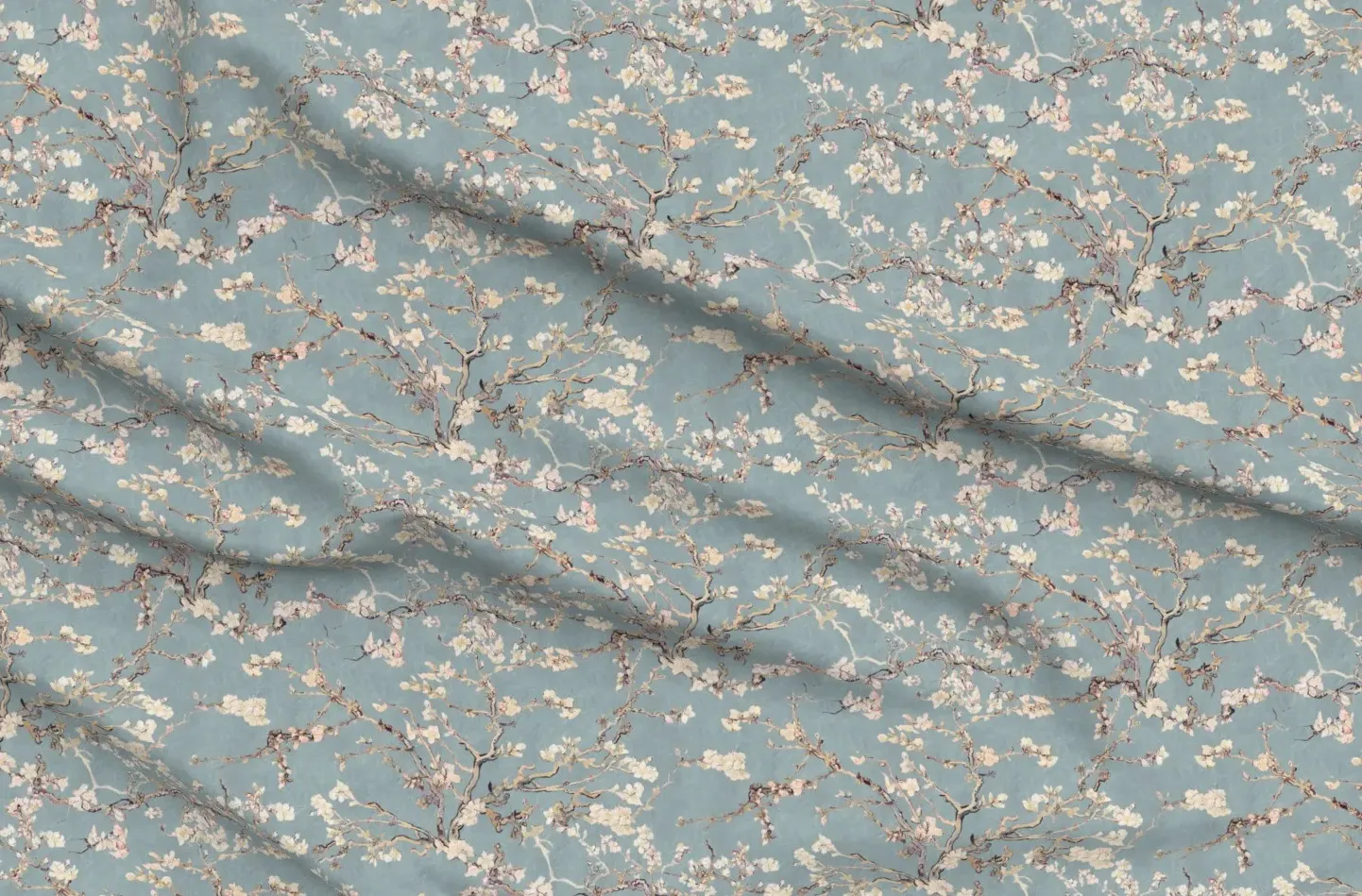 Vincent Van Gogh Almond Blossom Fabric Yardage - Dusty Blue, Pique product