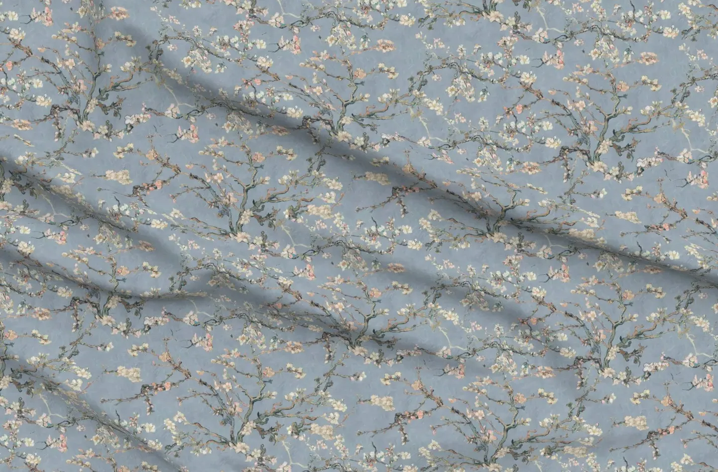 Vincent Van Gogh Almond Blossom Fabric Yardage - Light Blue, Pique product