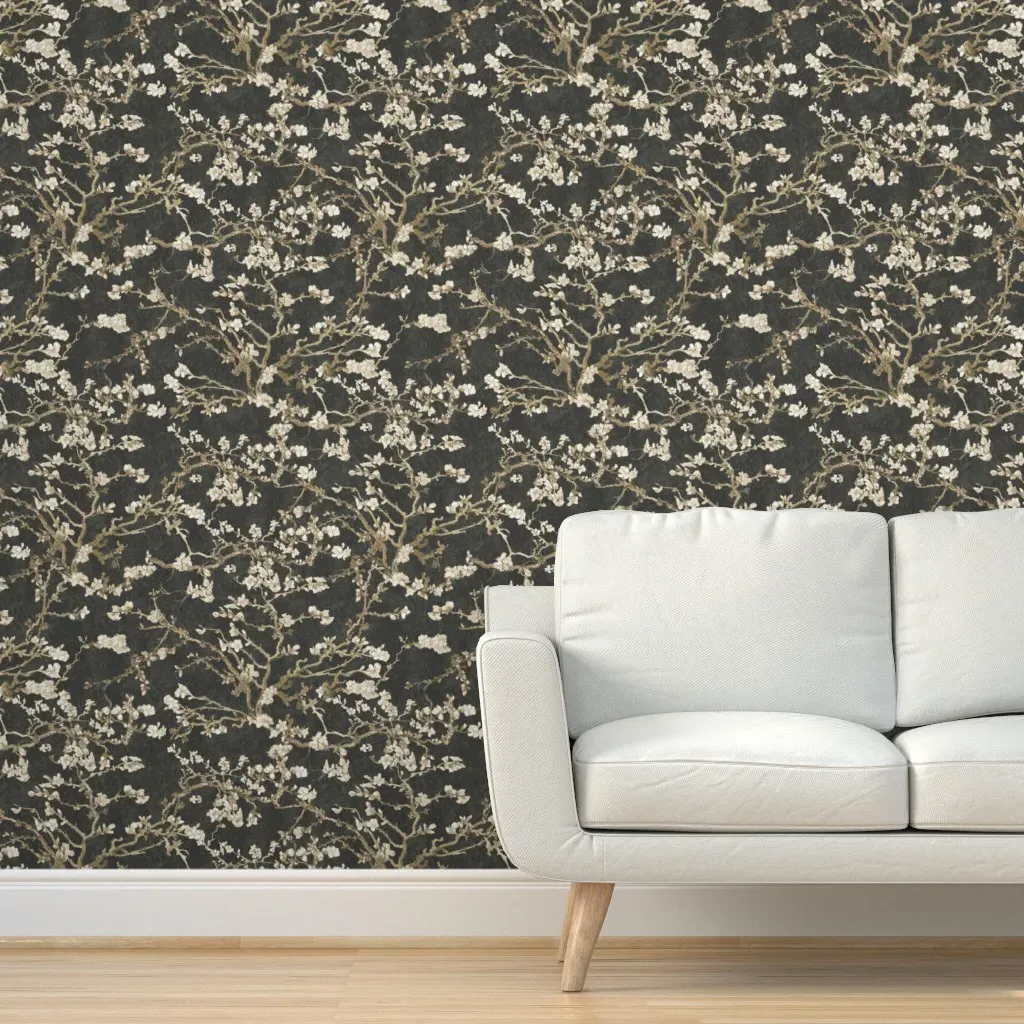 Vincent Van Gogh Almond Blossom Peel and Stick Wallpaper - Grey product