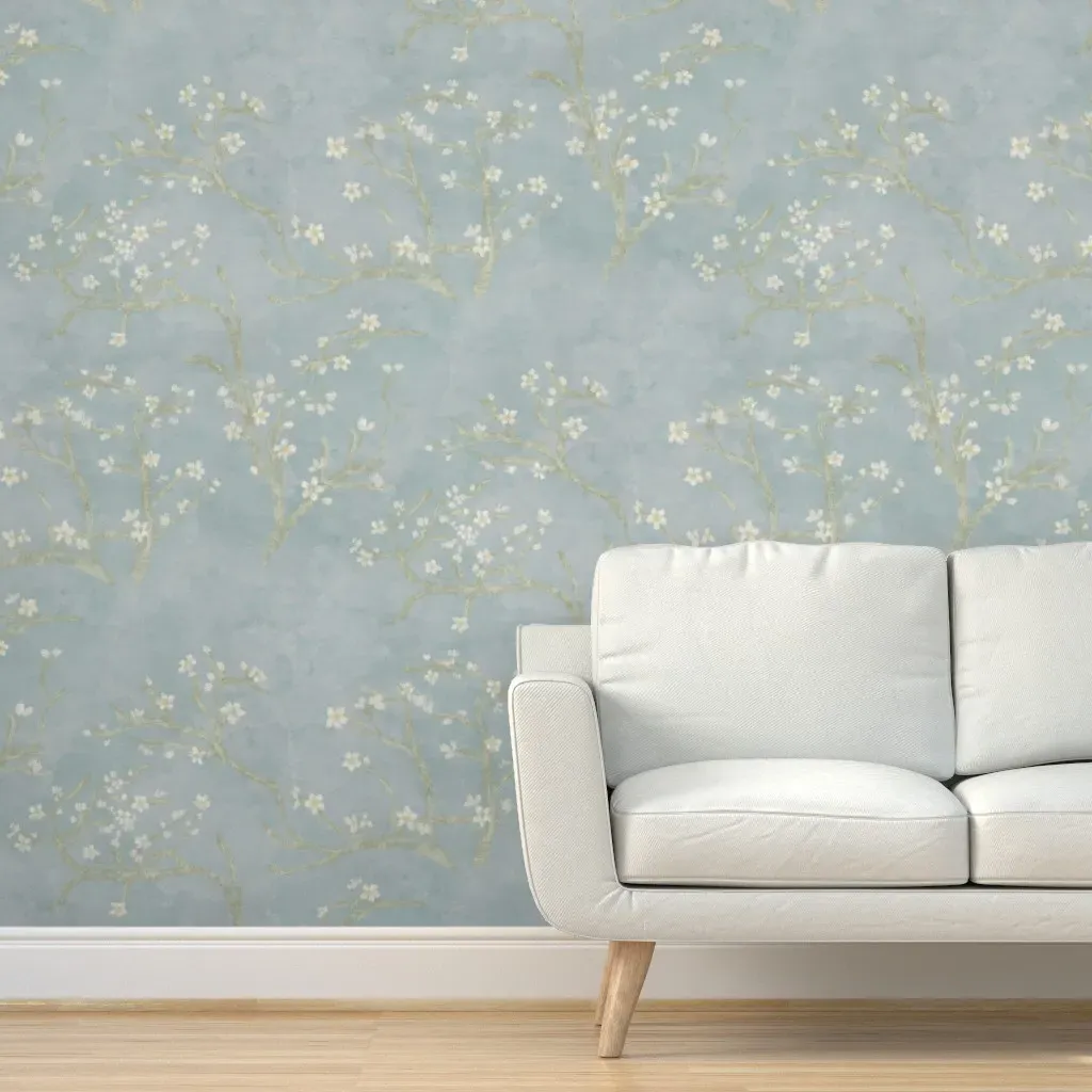 Vincent Van Gogh Almond Blossom Peel and Stick Wallpaper - Muted Pastel Grey product