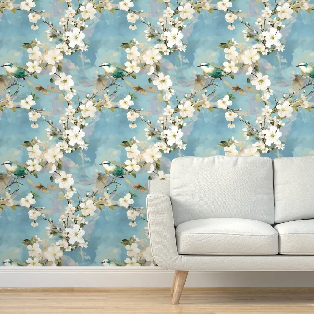 Vincent Van Gogh Cherry Tree Peel and Stick Wallpaper - Blue product