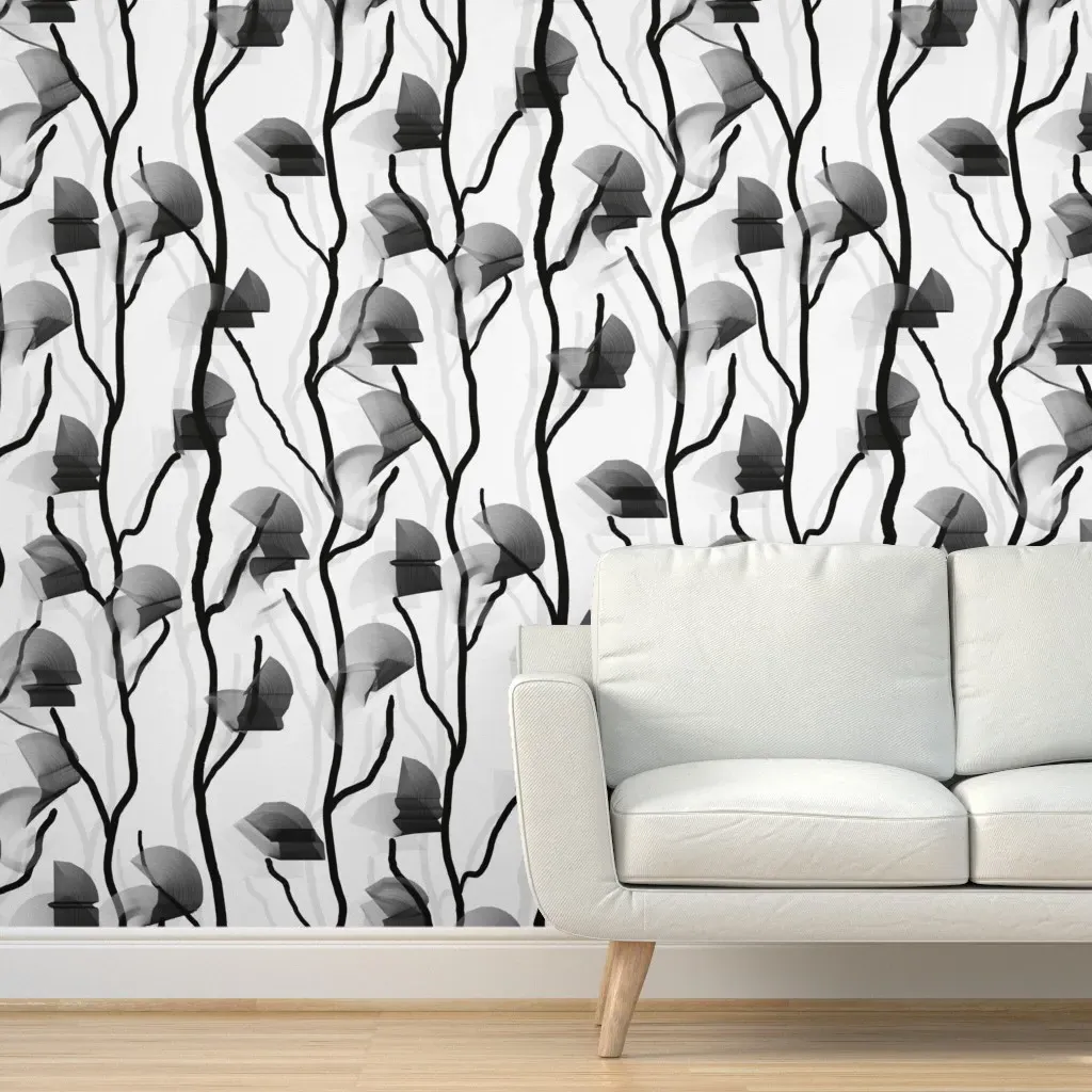 Vine Minimalist Peel and Stick Wallpaper - Black, Slate Grey product