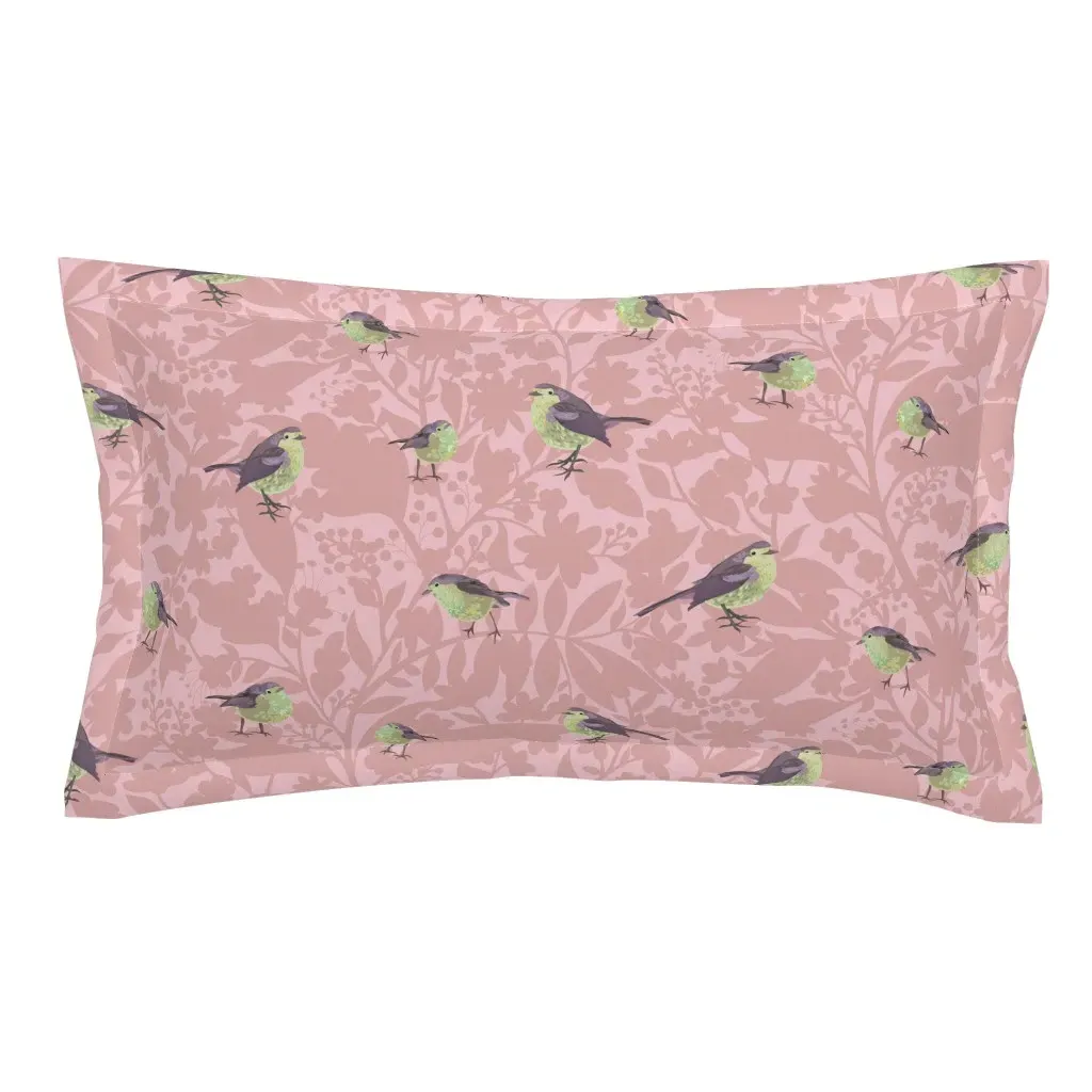 Vine Silhouette With Birds King Pillow Sham - Green product