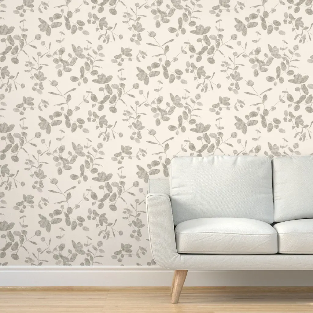 Vines Dove Peel and Stick Wallpaper - Dusty Grey, Ivory product