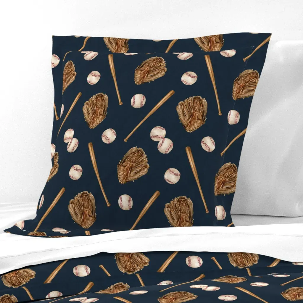 Vintage Baseball Game 12 Inch Euro Pillow Sham - Navy Blue product