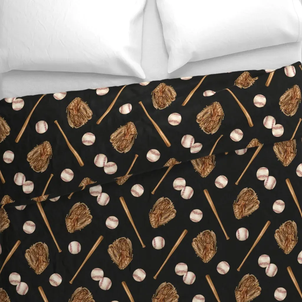 Vintage Baseball Game Duvet Cover - Brown alternate view