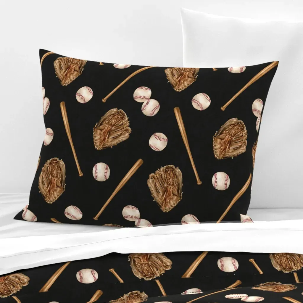Vintage Baseball Game Textured Standard Knife Edge Pillow - Brown, Cotton Sateen product