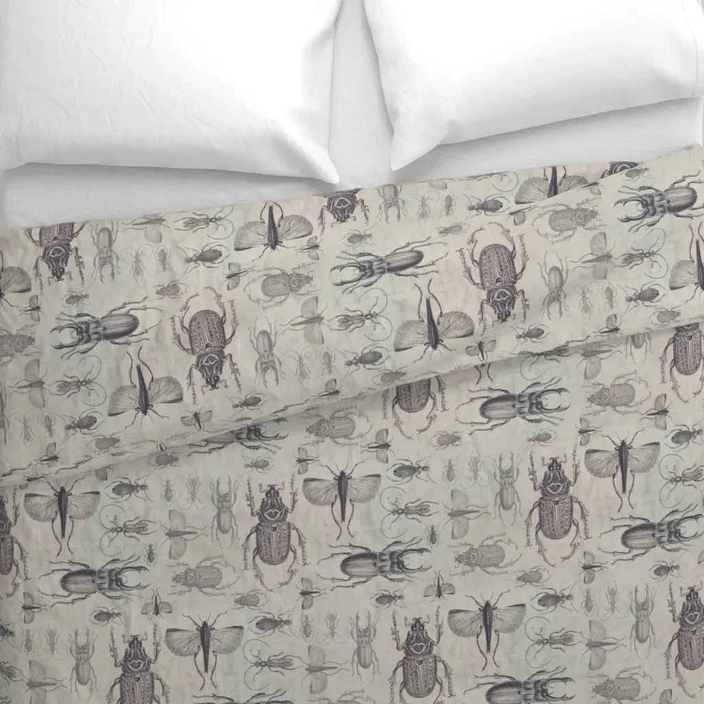 Vintage Beetles And Bugs Duvet Cover - Gray alternate view