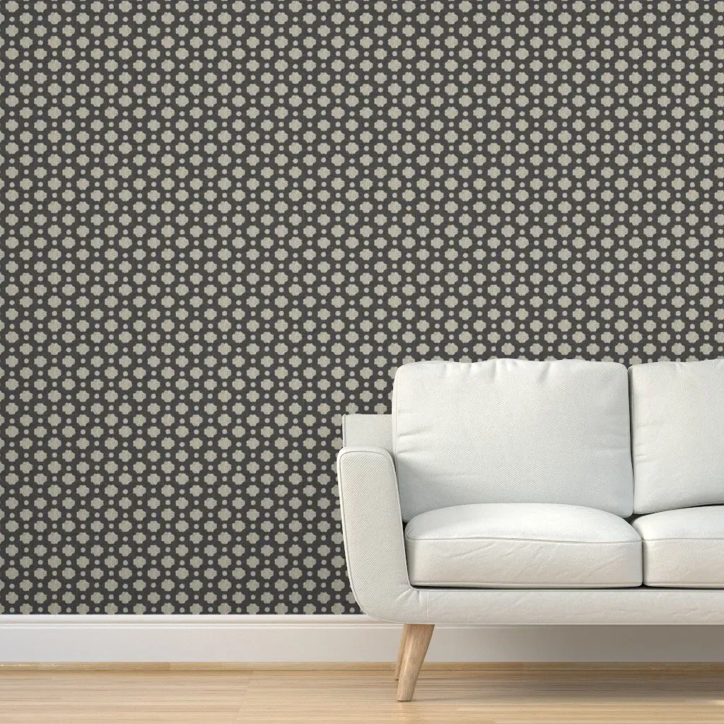 Vintage Black Burlap Peel and Stick Wallpaper - Dark Gray product
