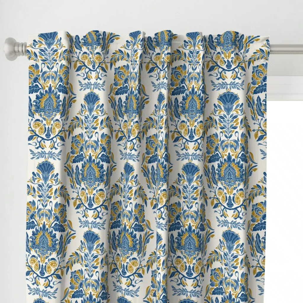 Vintage Bloom Curtain Panel - Blue alternate view
