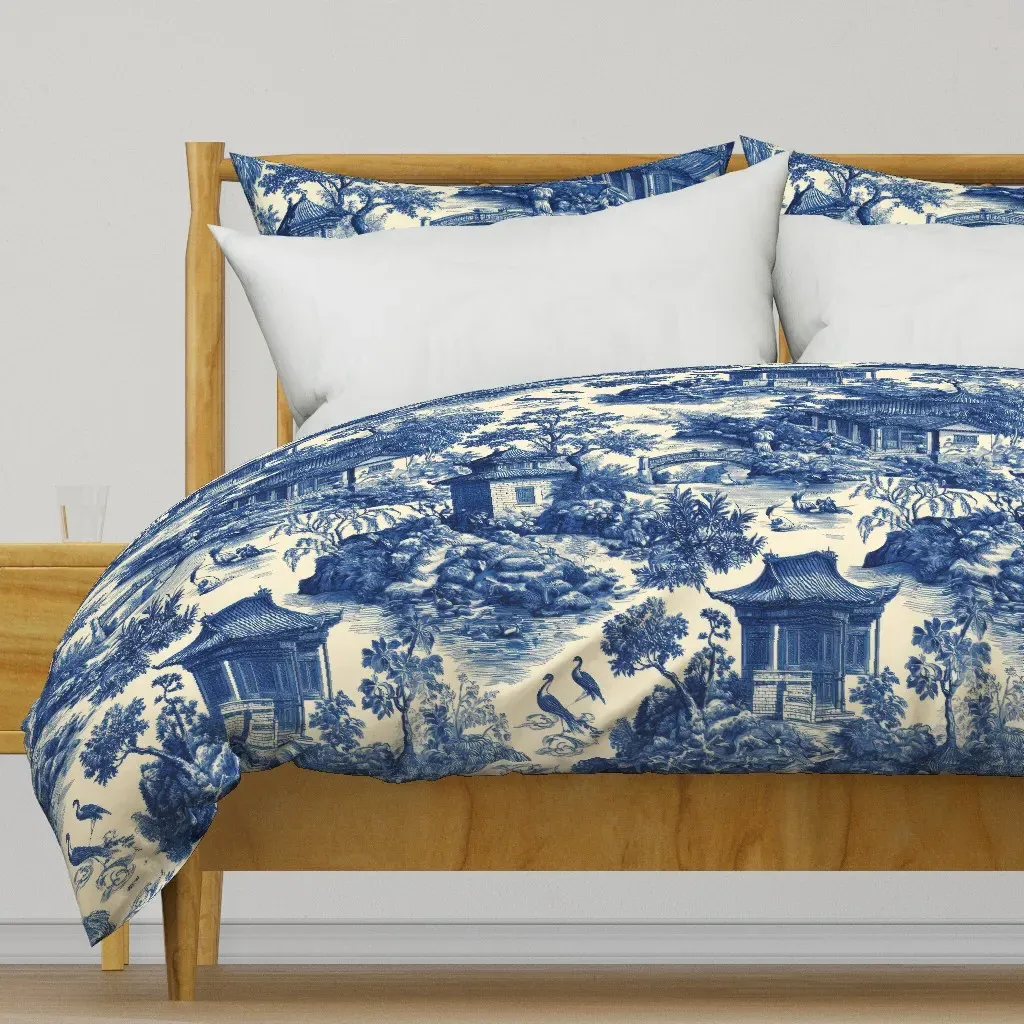 Vintage Blue and White Asian Duvet Cover - Blue product