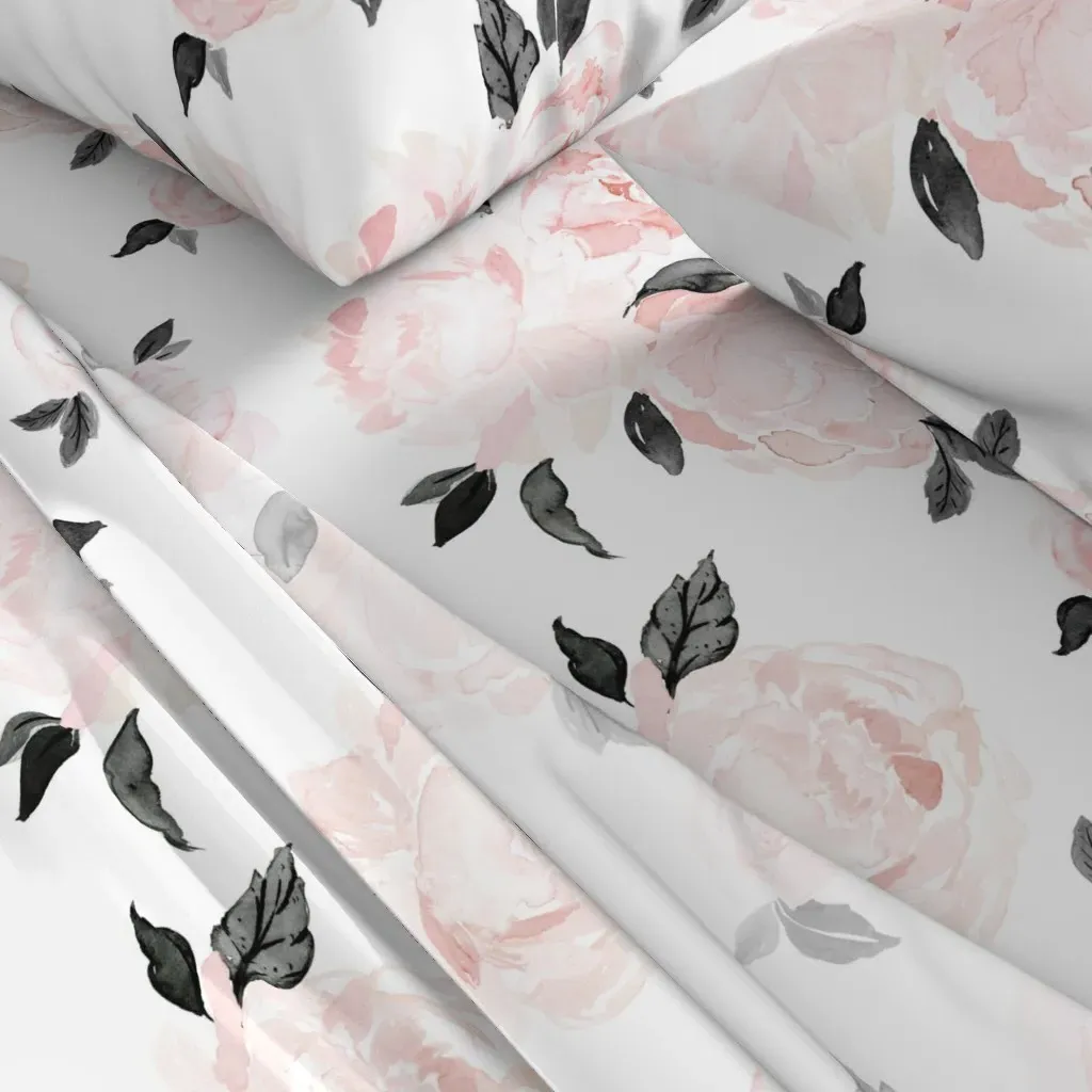 Vintage Blush Floral Full Sheet Set - Pale Pink alternate view