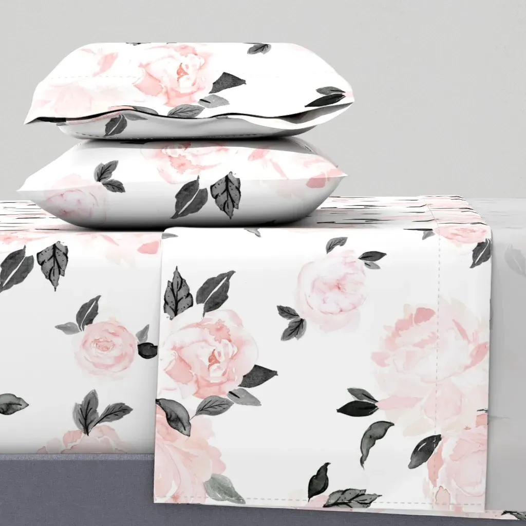 Vintage Blush Floral Full Sheet Set - Pale Pink product