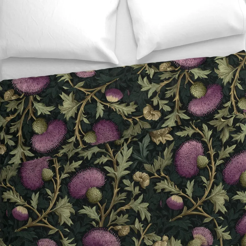 Vintage Botanical Thistle Duvet Cover - Purple alternate view