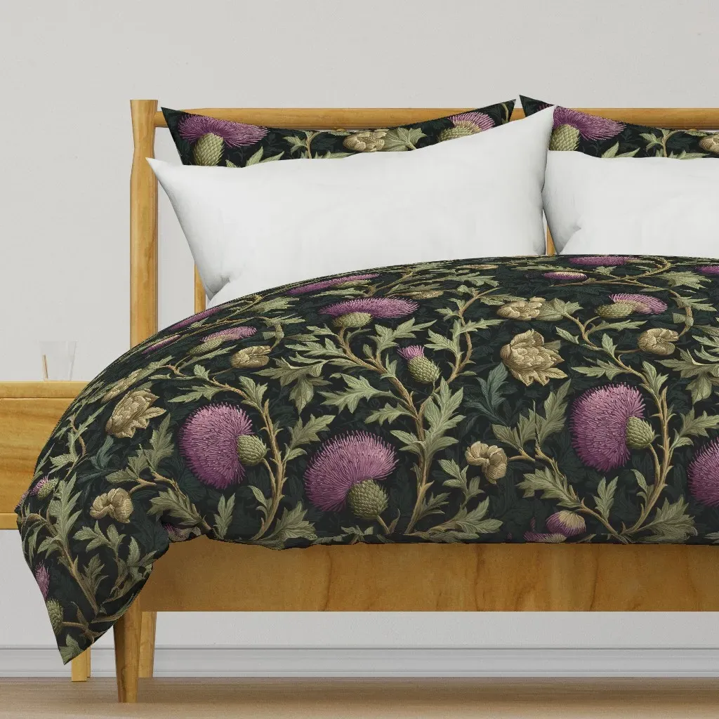 Vintage Botanical Thistle Duvet Cover - Purple product
