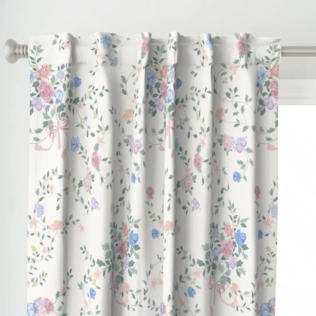 Vintage Bouquet Vines Curtain Panel - Pink alternate view