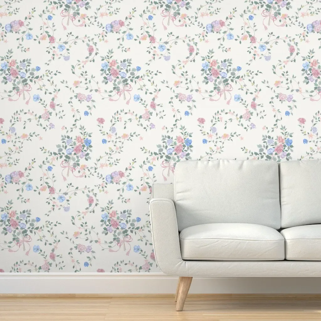 Vintage Bouquet Vines Peel and Stick Wallpaper - Pink product