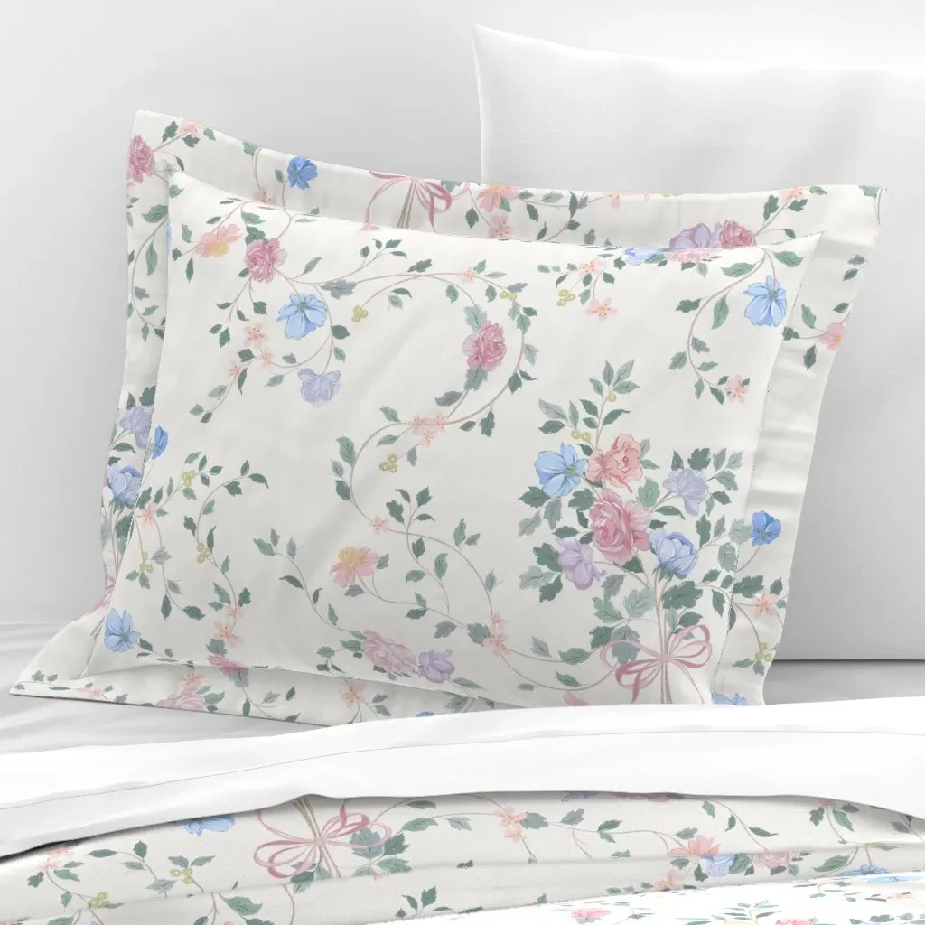 Vintage Bouquet Vines Standard Flanged Cushion Cover - Pink, Cotton Sateen product