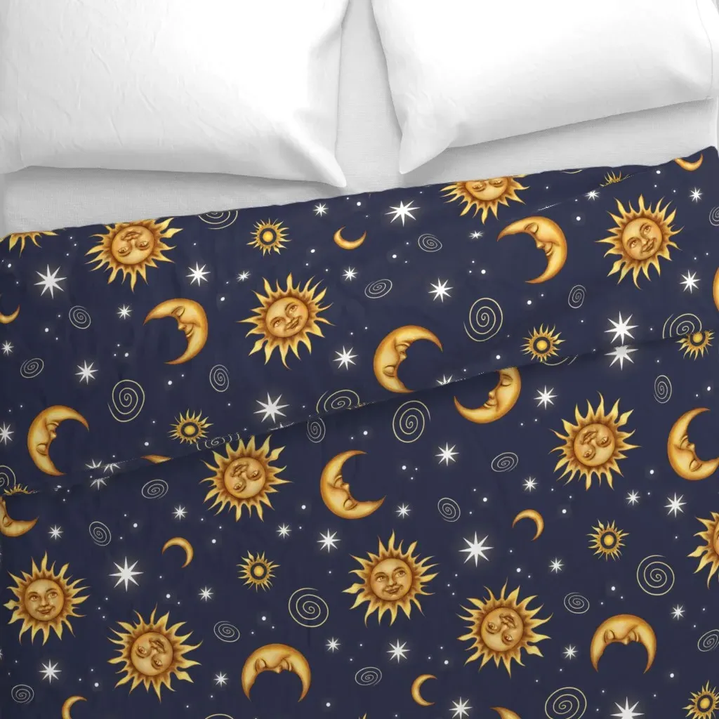 Vintage Celestial Pattern Duvet Cover - Gold alternate view