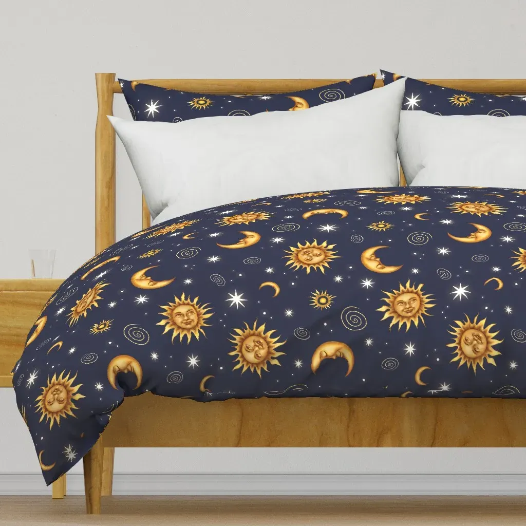 Vintage Celestial Pattern Duvet Cover - Gold product