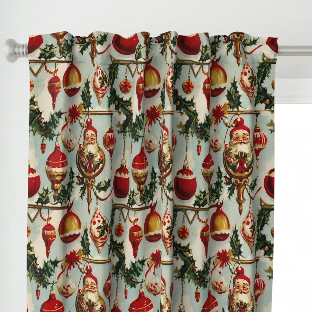 Vintage Christmas Curtain Panel - Red alternate view