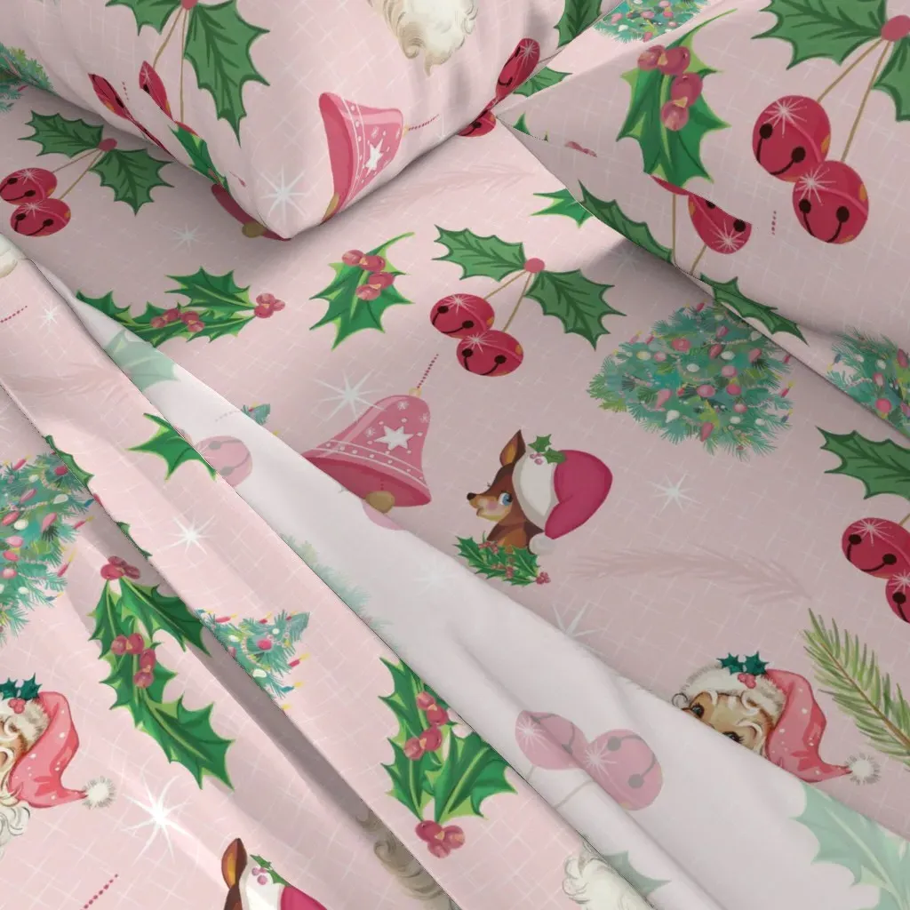 Vintage Christmas Twin Sheet Set - Pink alternate view