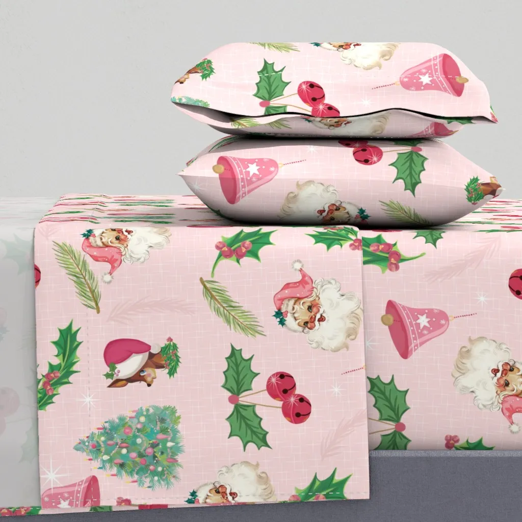 Vintage Christmas Twin Sheet Set - Pink product