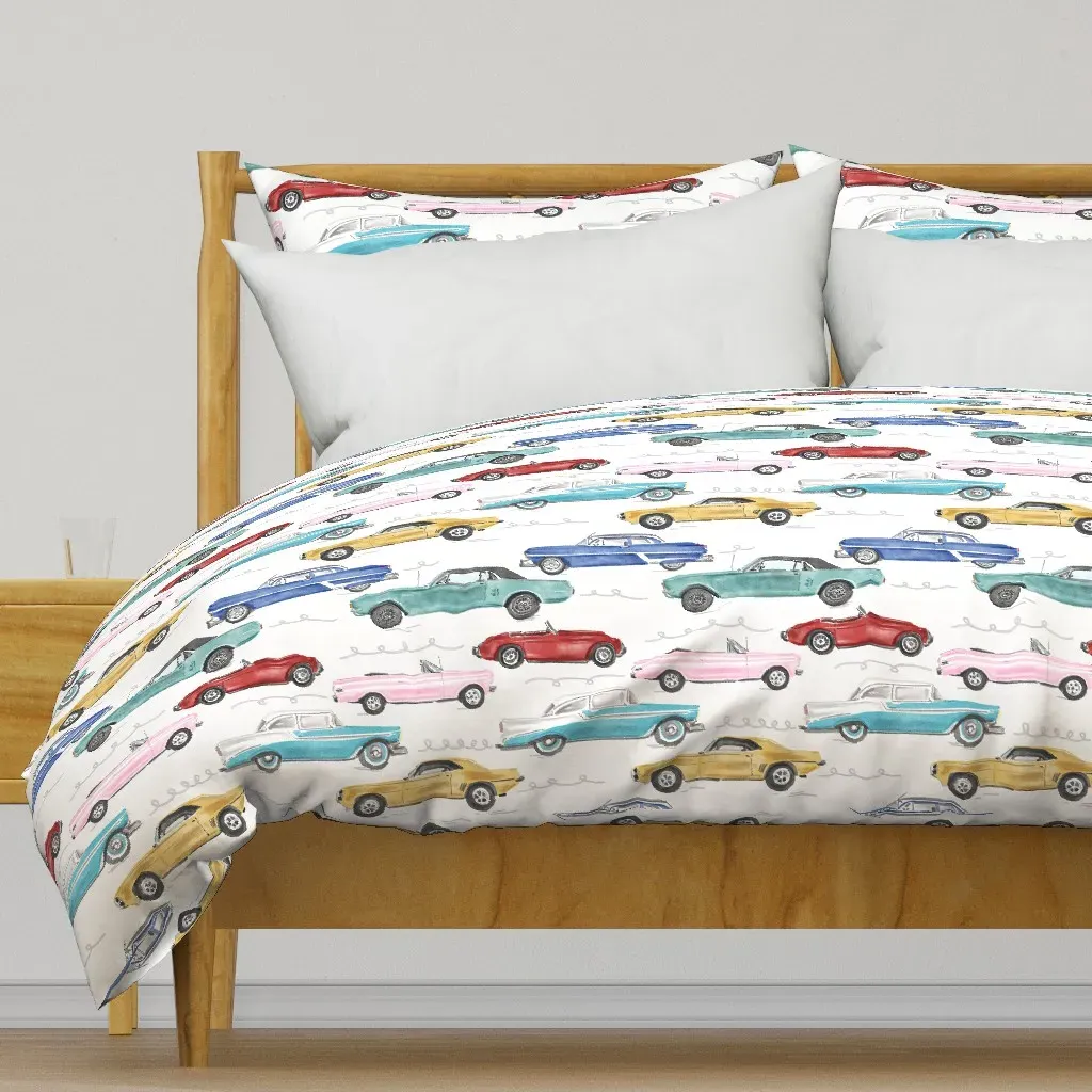 Vintage Classic Cars Light Duvet Cover - Blue product