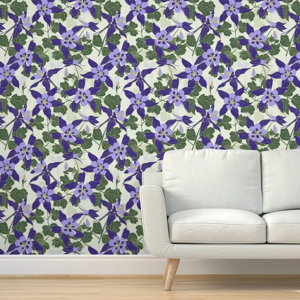 Vintage Columbine Floral Peel and Stick Wallpaper - Purple product