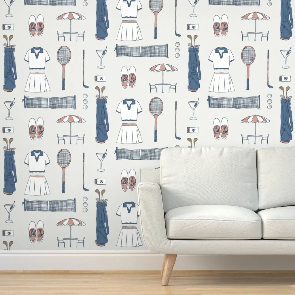 Vintage Country Club Peel and Stick Wallpaper - Dusty Rose product