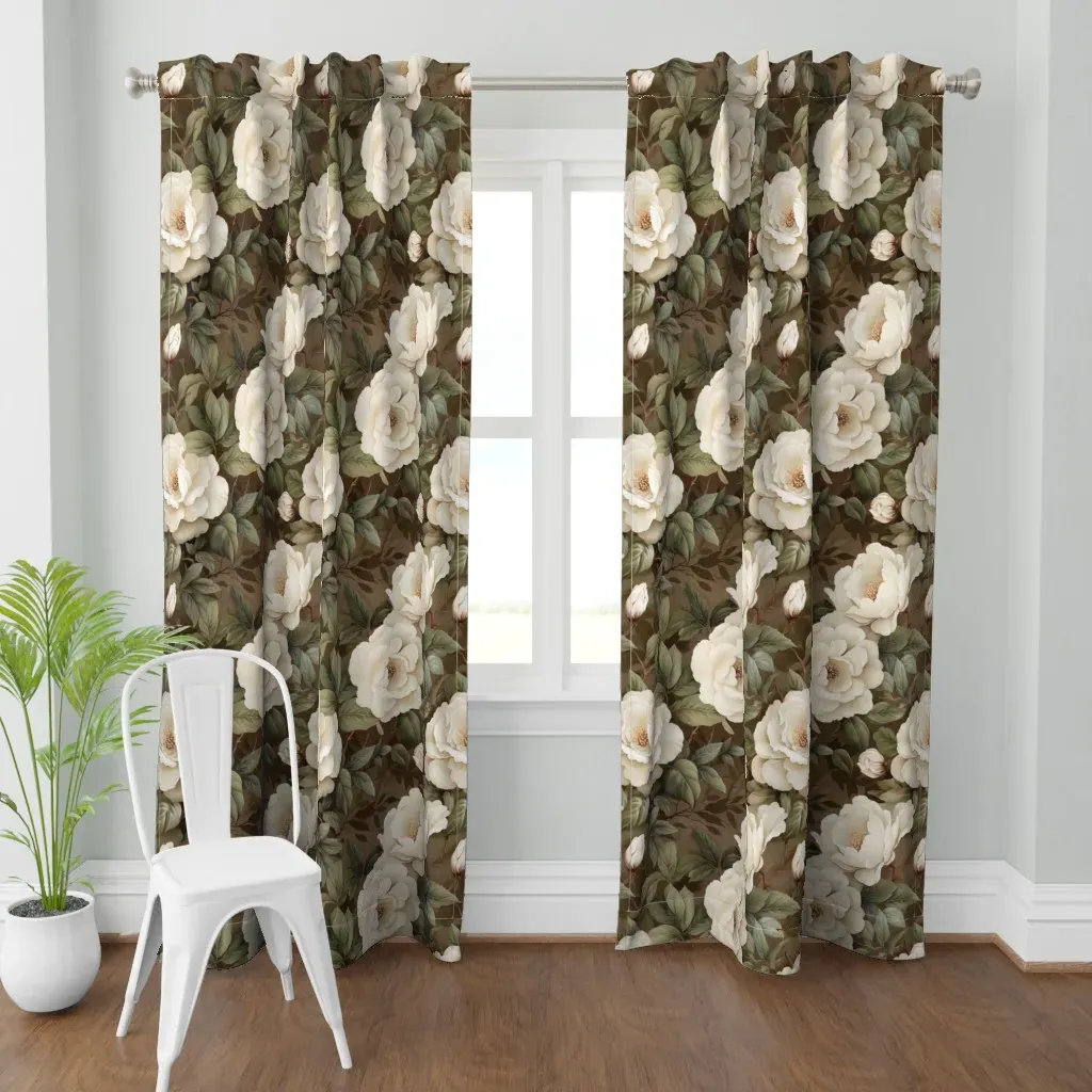 Vintage Cream Roses XL Curtain Panel - Creamy White product