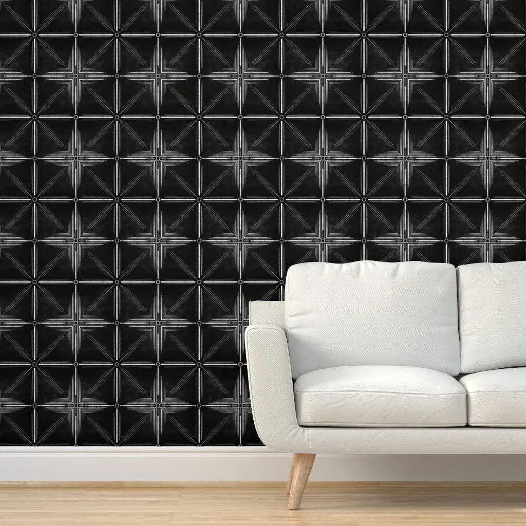 Vintage Cross Tiles Peel and Stick Wallpaper - White, Black product