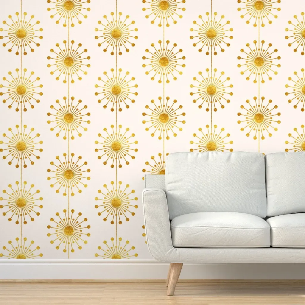 Vintage Dandelion Print Peel and Stick Wallpaper - Gold product
