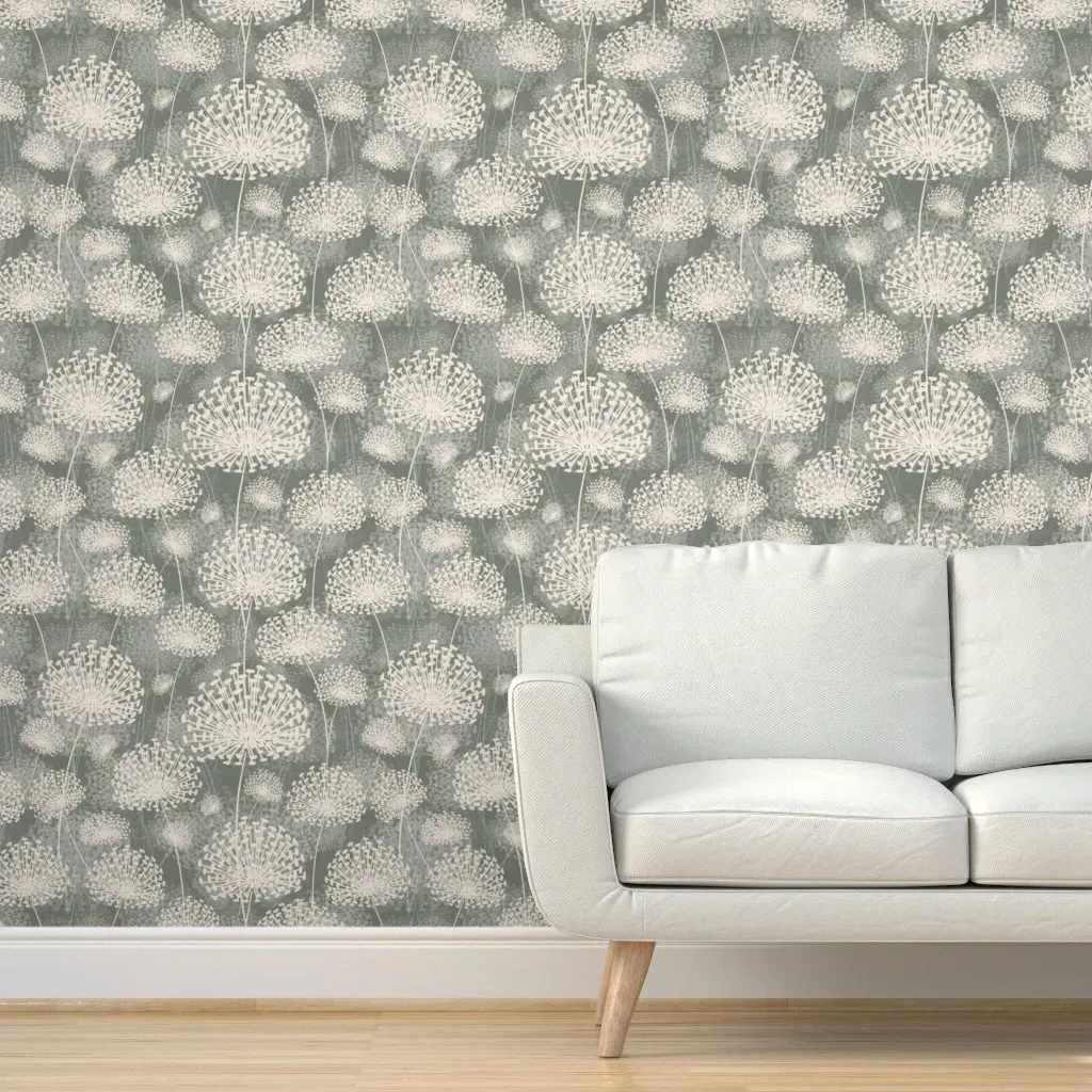 Vintage Dandelions Peel and Stick Wallpaper - Gray product