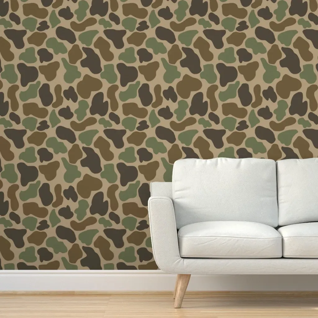 Vintage Duck Hunting Camo Peel and Stick Wallpaper - Dark Brown product