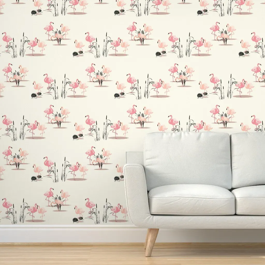 Vintage Flamingo Glam Peel and Stick Wallpaper - Pink product