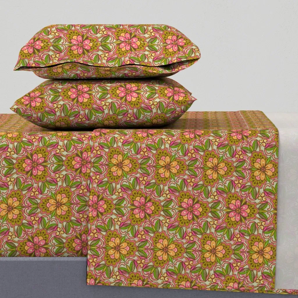 Vintage Floral Twin Sheet Set - Pink product