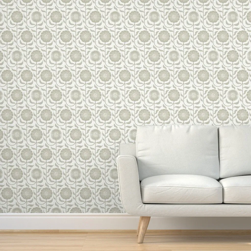Vintage Flowers Monochrome Peel and Stick Wallpaper - Taupe product