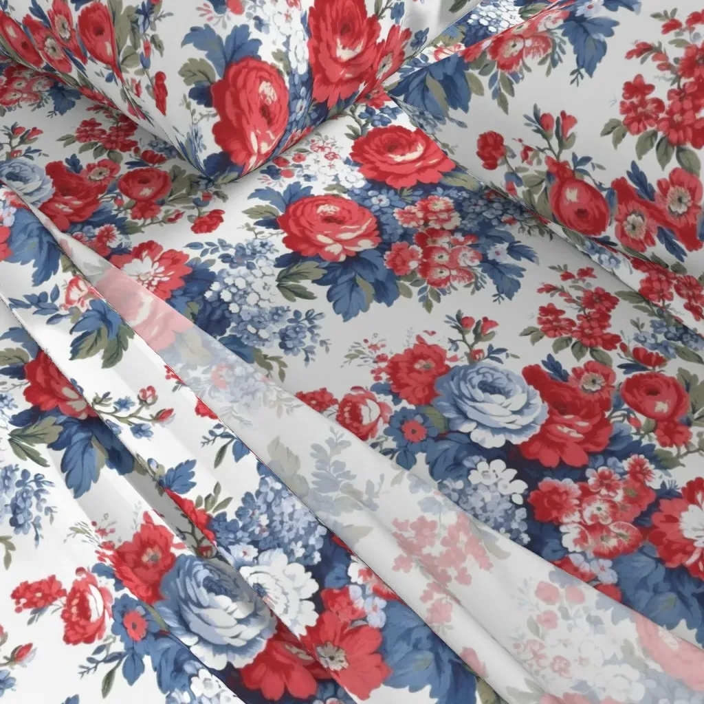 Vintage Flowers Shabby Roses Full Sheet Set - Red alternate view