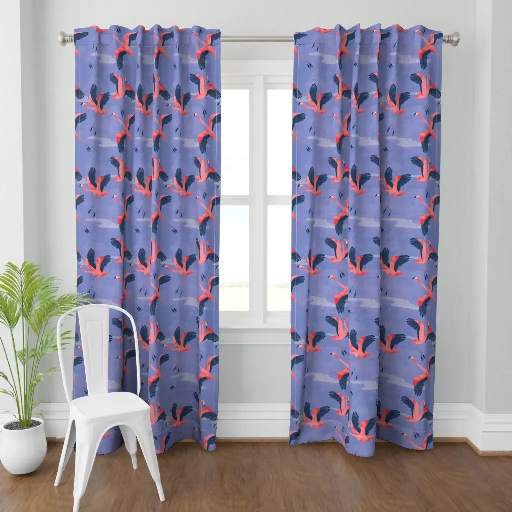 Vintage Flying Flamingos Curtain Panel - Pink product