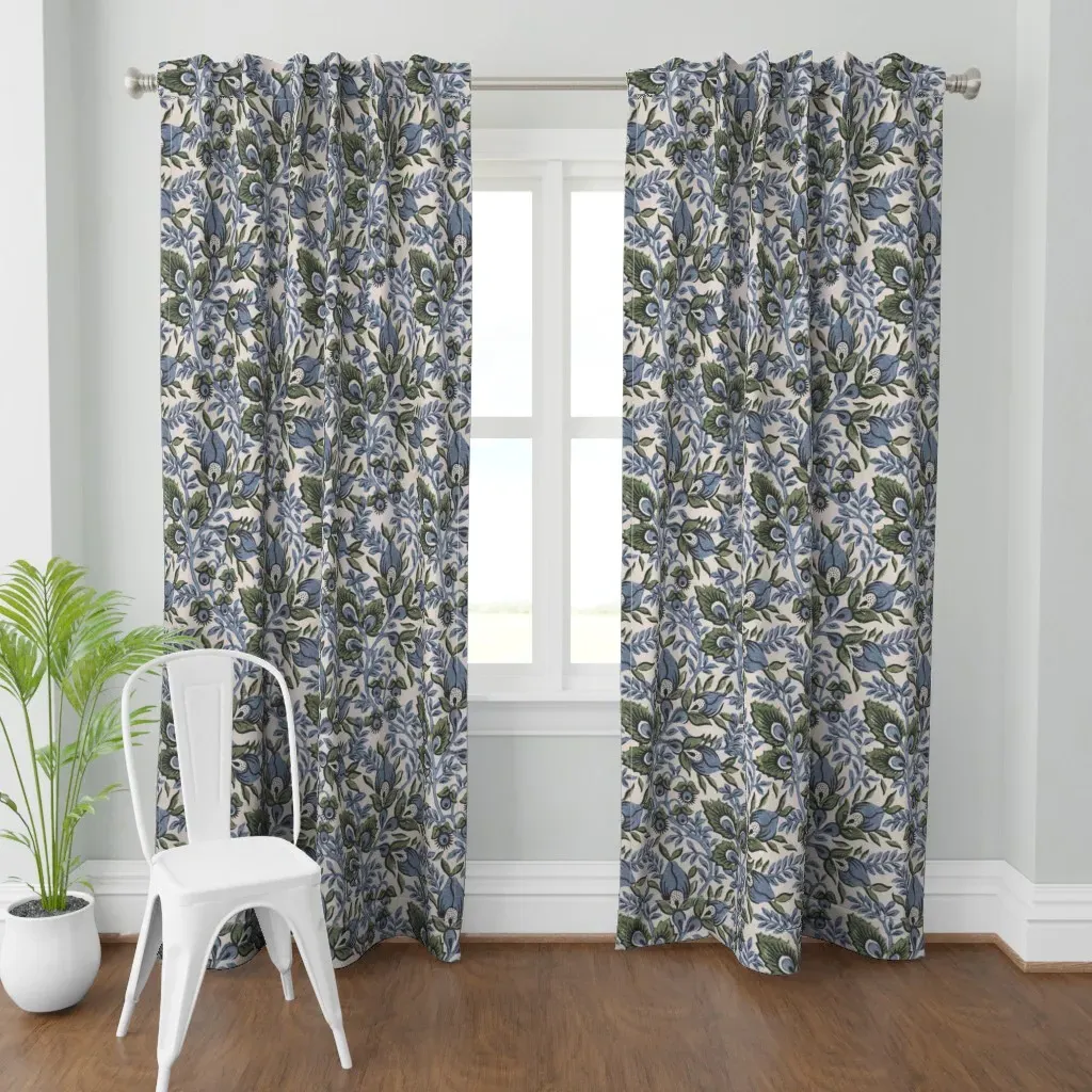 Vintage Forest Indigo Curtain Panel - Blue product