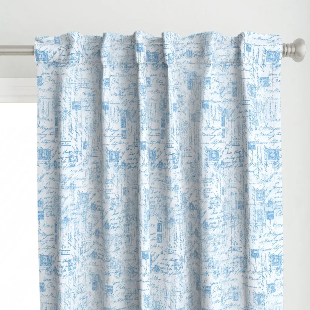 Vintage French Postcard Curtain Panel - Light Blue alternate view