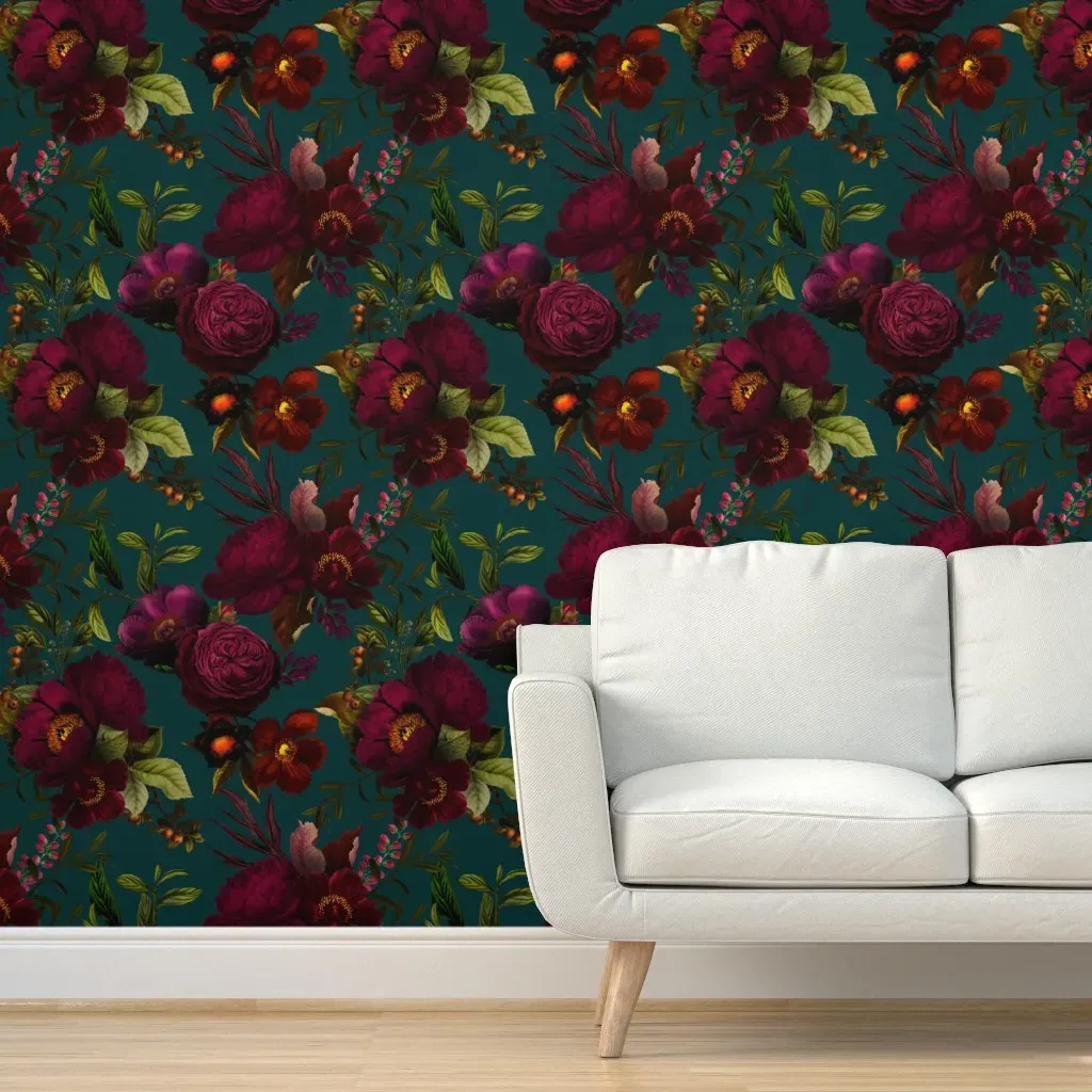 Vintage Glamour Peel and Stick Wallpaper - Burgundy product