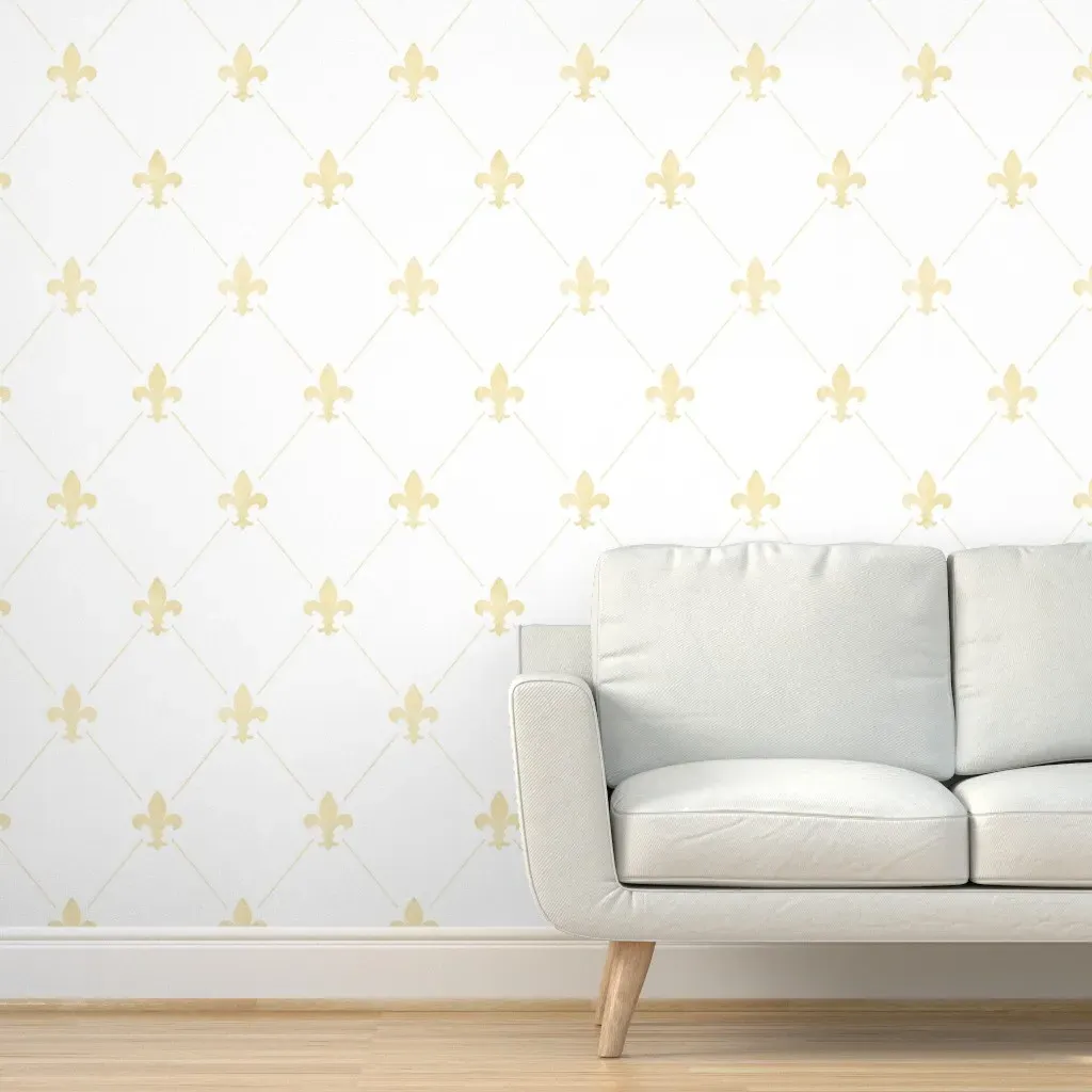 Vintage Gold Fleur-De-Lis Peel and Stick Wallpaper - Pale Gold product