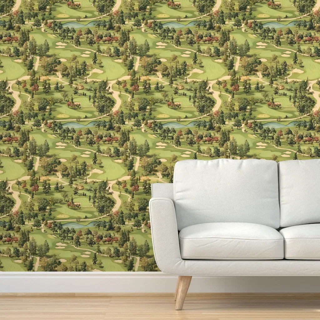 Vintage Golf Course Peel and Stick Wallpaper - Green product