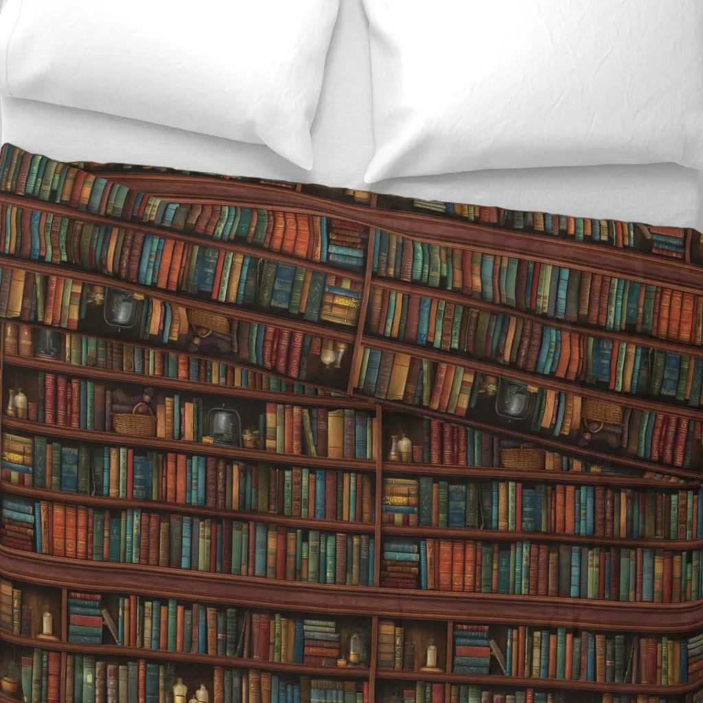 Vintage Hardwood Bookshelf Duvet Cover alternate view