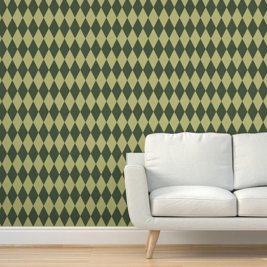 Vintage Harlequin Diamond Peel and Stick Wallpaper - Olive Green product